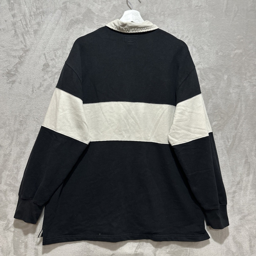 American Eagle Black and White New York Rugby Long Sleeve Shirt Women's Size M - Picture 3 of 7